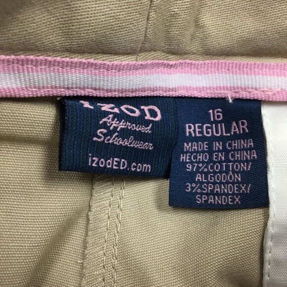 Izod Pants 16 Regular Khaki Easy Care Adjustable Waistband Waist NWT - Picture 4 of 4